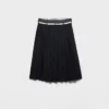 Falda midi plisada con costura rush Falda midi plisada con costura rush