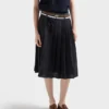 Falda midi plisada con costura rush Falda midi plisada con costura rush