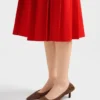 Falda midi plisada de gabardina Falda midi plisada de gabardina