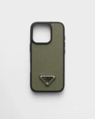 Funda de cuero Saffiano para iPhone 16 Pro