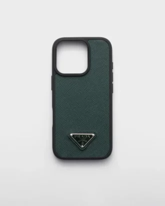 Funda de cuero Saffiano para iPhone 16 Pro