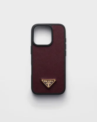 Funda de piel Saffiano para iPhone 16 Pro