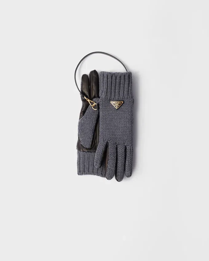 Guantes de lana y piel napa Guantes de lana y piel napa