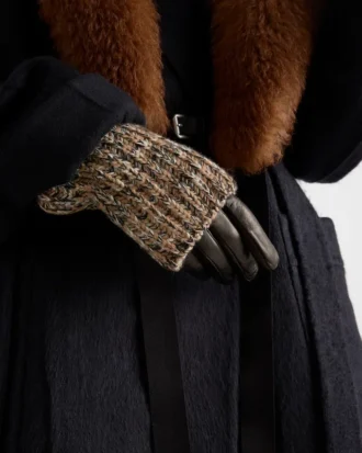 Guantes de piel napa y punto melange