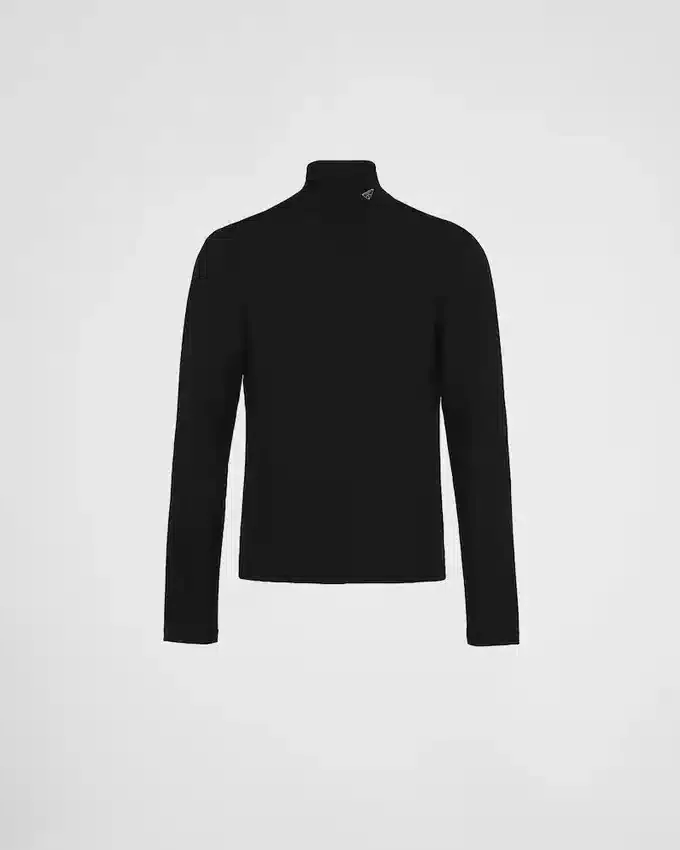 Jersey de cuello alto de algodón elástico Jersey de cuello alto de algodón elástico