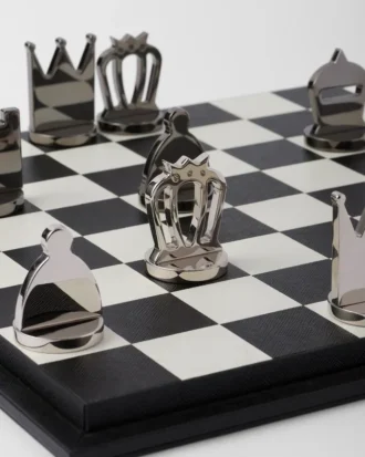 Juego de ajedrez de cuero Saffiano