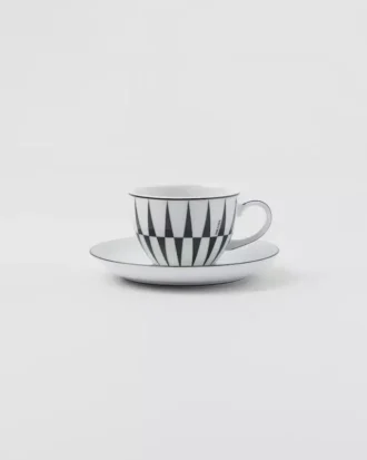 Juego de cuatro tazas de espresso de porcelana – Rayas
