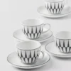 Juego de cuatro tazas de espresso de porcelana – Rayas