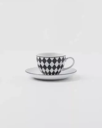 Juego de cuatro tazas de espresso de porcelana – Tablero de ajedrez
