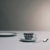Juego de cuatro tazas de espresso de porcelana – Tablero de ajedrez