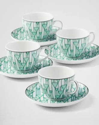 Juego de cuatro tazas de espresso de porcelana – Verde Viena