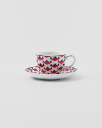 Juego de cuatro tazas de espresso de porcelana – Vienna Red