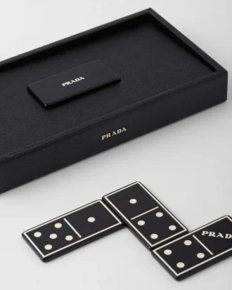 Juego de dominó de piel Saffiano