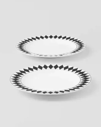 Juego de dos platos de porcelana – Tablero de ajedrez