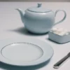 Juego de dos platos de postre de porcelana – Celadón