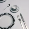 Juego de dos platos de postre de porcelana – Tablero de ajedrez