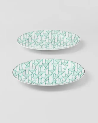 Juego de dos platos de postre de porcelana – Verde Viena
