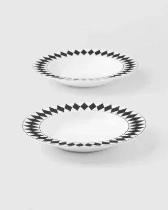 Juego de dos platos hondos de porcelana – Tablero de ajedrez