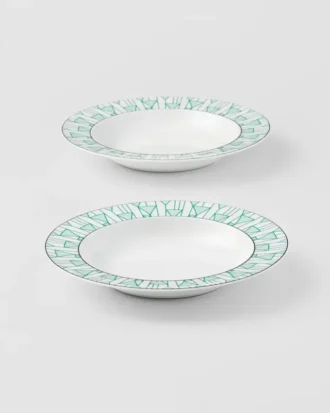 Juego de dos platos hondos de porcelana – Verde Viena