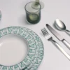 Juego de dos platos llanos de porcelana – Verde Viena