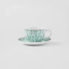 Juego de dos tazas de capuchino de porcelana – Verde Viena