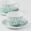 Juego de dos tazas de capuchino de porcelana – Verde Viena
