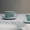 Juego de dos tazas de capuchino de porcelana – Verde Viena