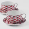 Juego de dos tazas de capuchino de porcelana – Vienna Red