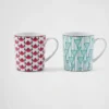 Juego de dos tazas de porcelana – Rojo Viena y Verde Viena
