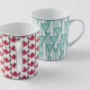 Juego de dos tazas de porcelana – Rojo Viena y Verde Viena