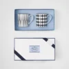 Juego de dos tazas de porcelana – Tablero de ajedrez y rayas