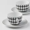 Juego de dos tazas de té de porcelana – Checkerboard