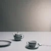 Juego de dos tazas de té de porcelana – Checkerboard