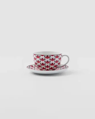 Juego de dos tazas de té de porcelana – Vienna Red