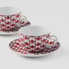 Juego de dos tazas de té de porcelana – Vienna Red