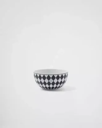 Juego de dos tazones de porcelana para arroz o cereales – Tablero de ajedrez