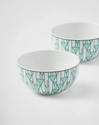 Juego de dos tazones de porcelana para arroz o cereales – Verde Viena