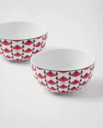 Juego de dos tazones de porcelana para arroz o cereales – Vienna Red