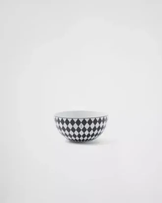 Juego de dos tazones de sopa de porcelana – Tablero de ajedrez
