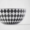 Juego de dos tazones de sopa de porcelana – Tablero de ajedrez
