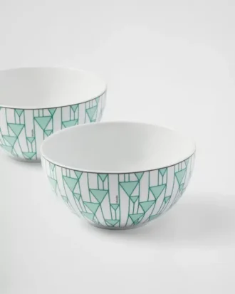Juego de dos tazones de sopa de porcelana – Verde Viena