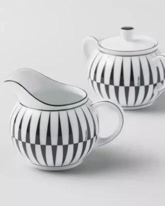Juego de jarra de leche y azucarero de porcelana – Rayas