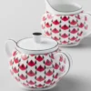 Juego de jarra de leche y azucarero de porcelana – Rojo Viena