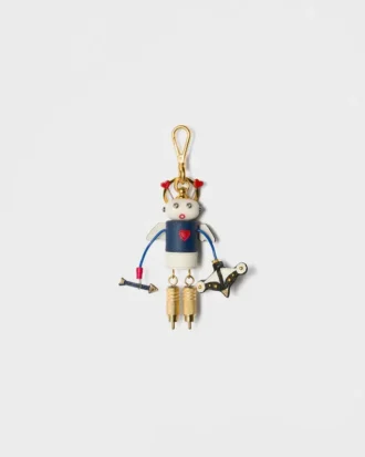 Llavero con charm de cuero Saffiano Cupido