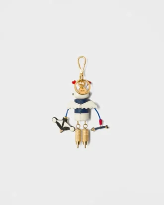 Llavero con charm de cuero Saffiano Cupido