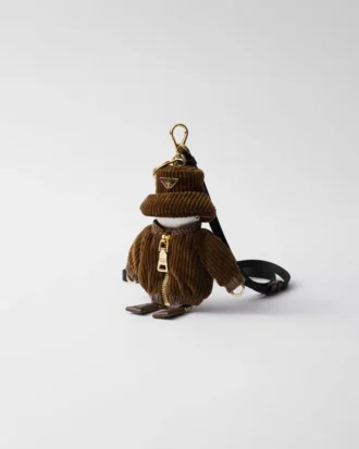 Llavero con charm de robot de pana suave