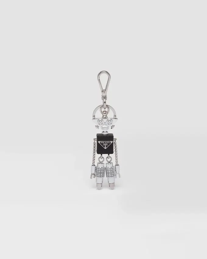 Llavero con forma de robot de piel Saffiano Llavero con forma de robot de piel Saffiano