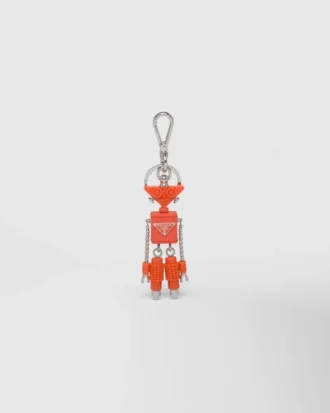 Llavero de robot en piel Saffiano