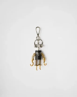Llavero de robot en piel Saffiano