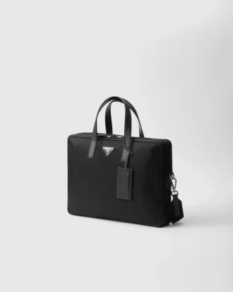Maletín de Re-Nylon y piel Saffiano